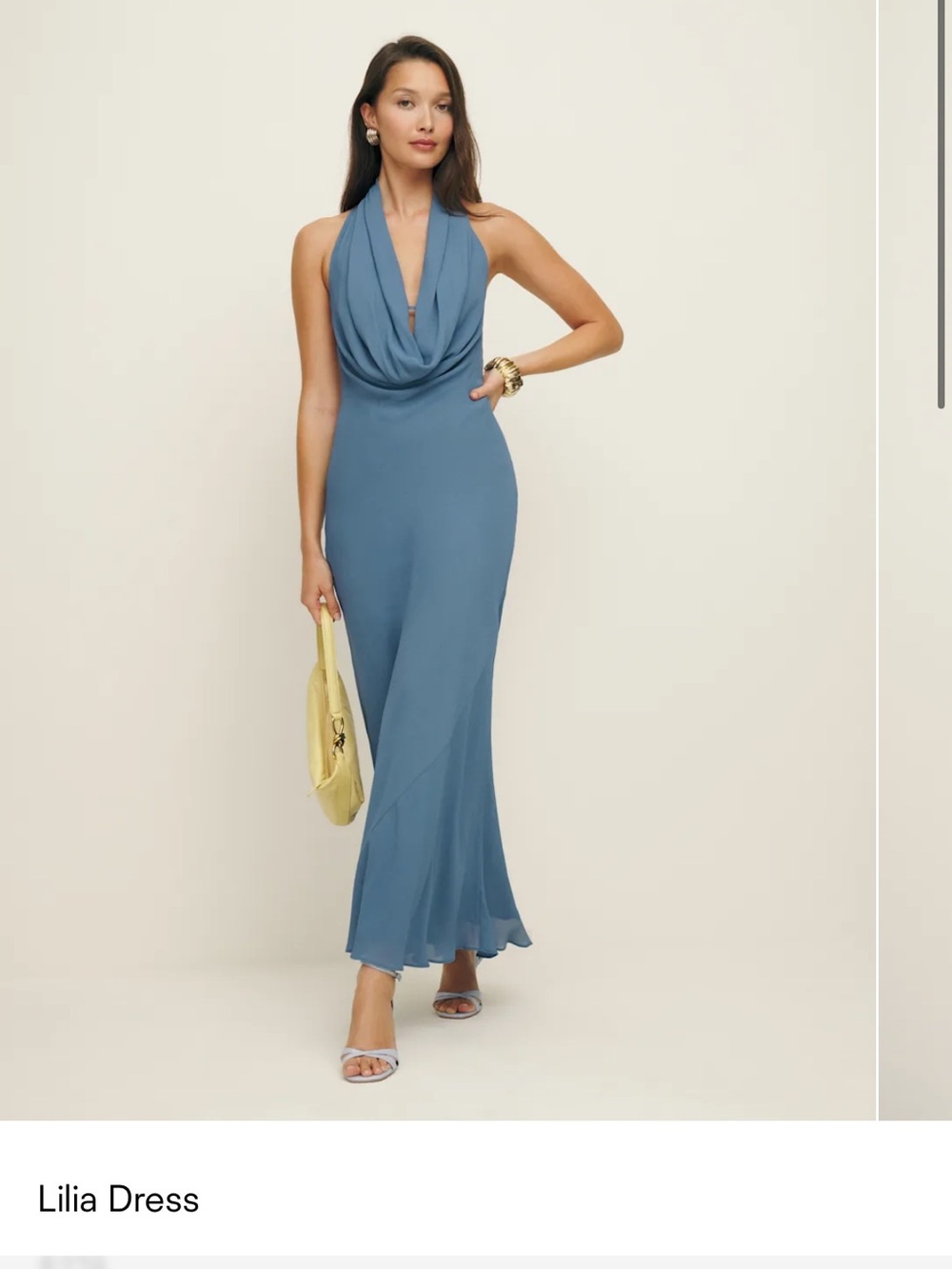 Reformation Lilia Halter Cowl Maxi Dress in Midnight